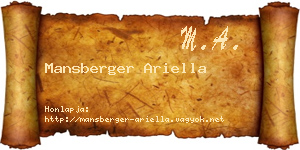 Mansberger Ariella névjegykártya